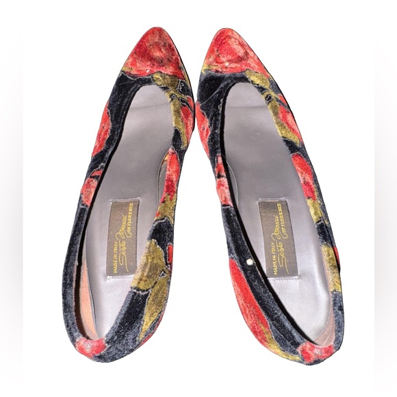 VTG Velvet Studded Rose Kitten Heel - Picture 4 of 6